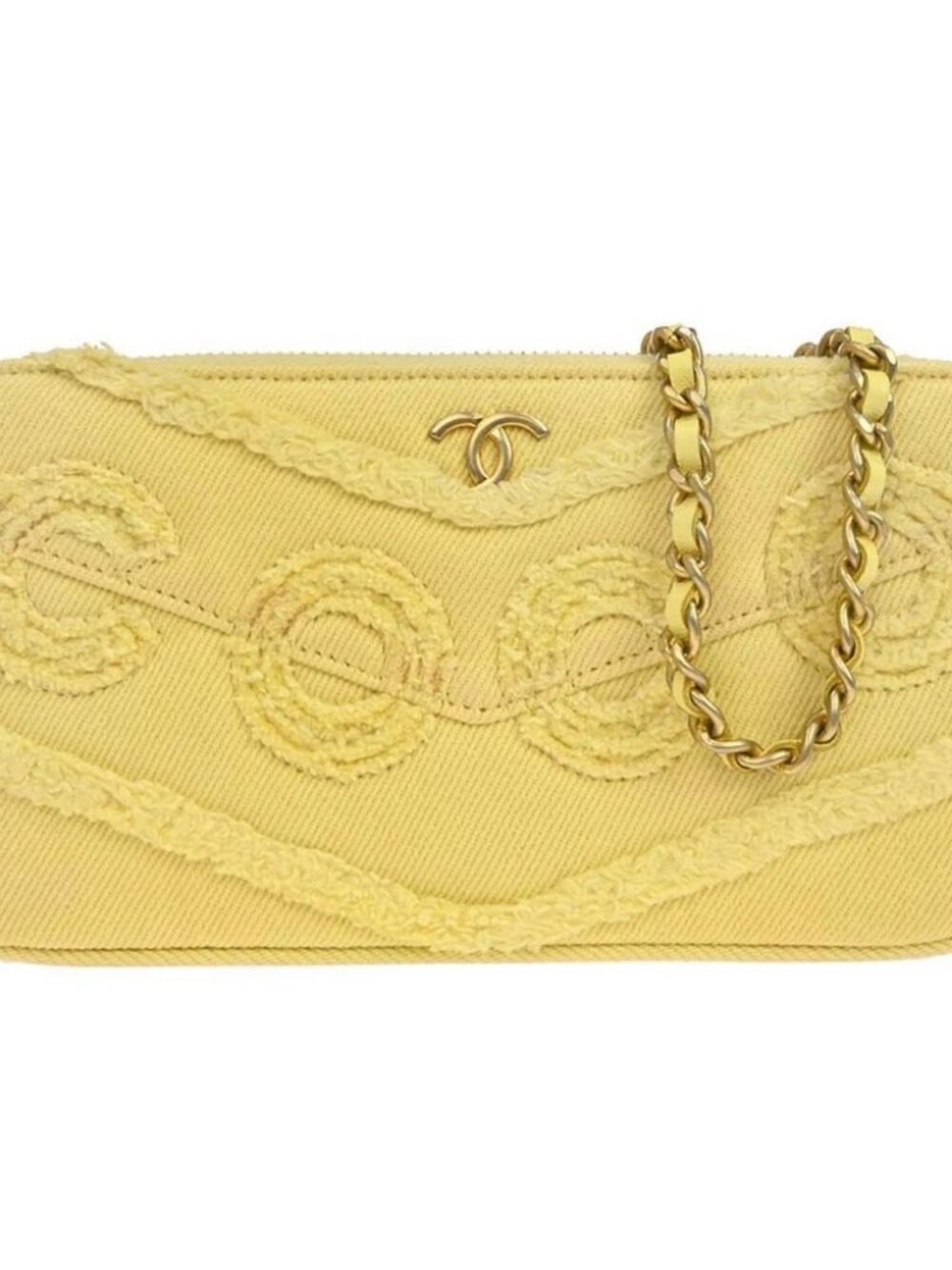 Chanel Yellow Denim Coco Wallet on Chain WOC Shoulder Bag